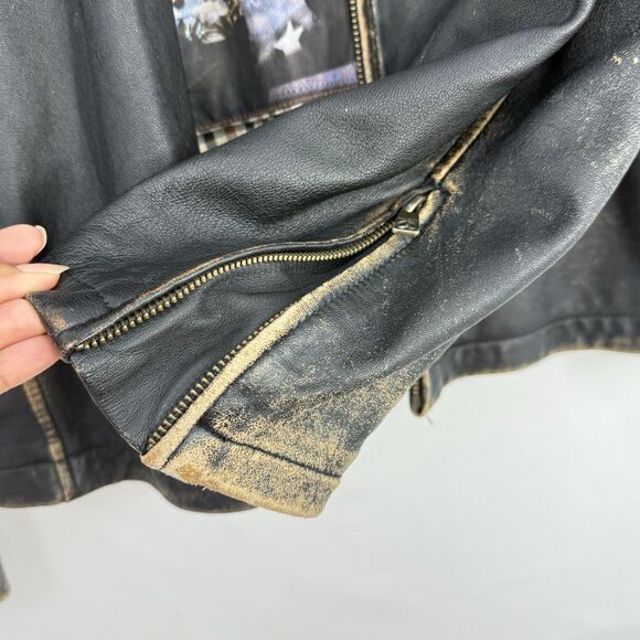 Top Gun Leather Jacket Mens XXL Distressed Moto Aviator Vintage Aviation - Picture 7 of 16